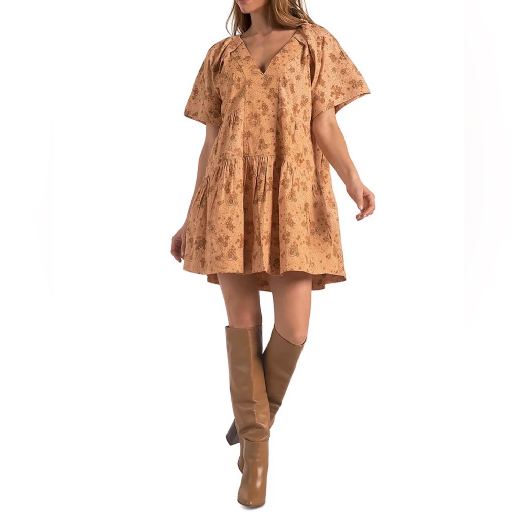 Elan Floral Tan Dress Tunic